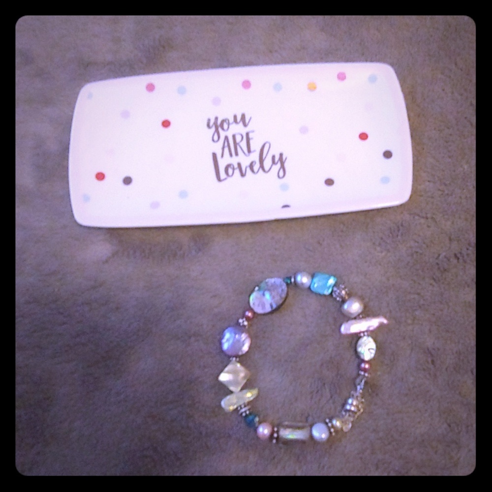Multi Colored Silver and Stone Bracelet